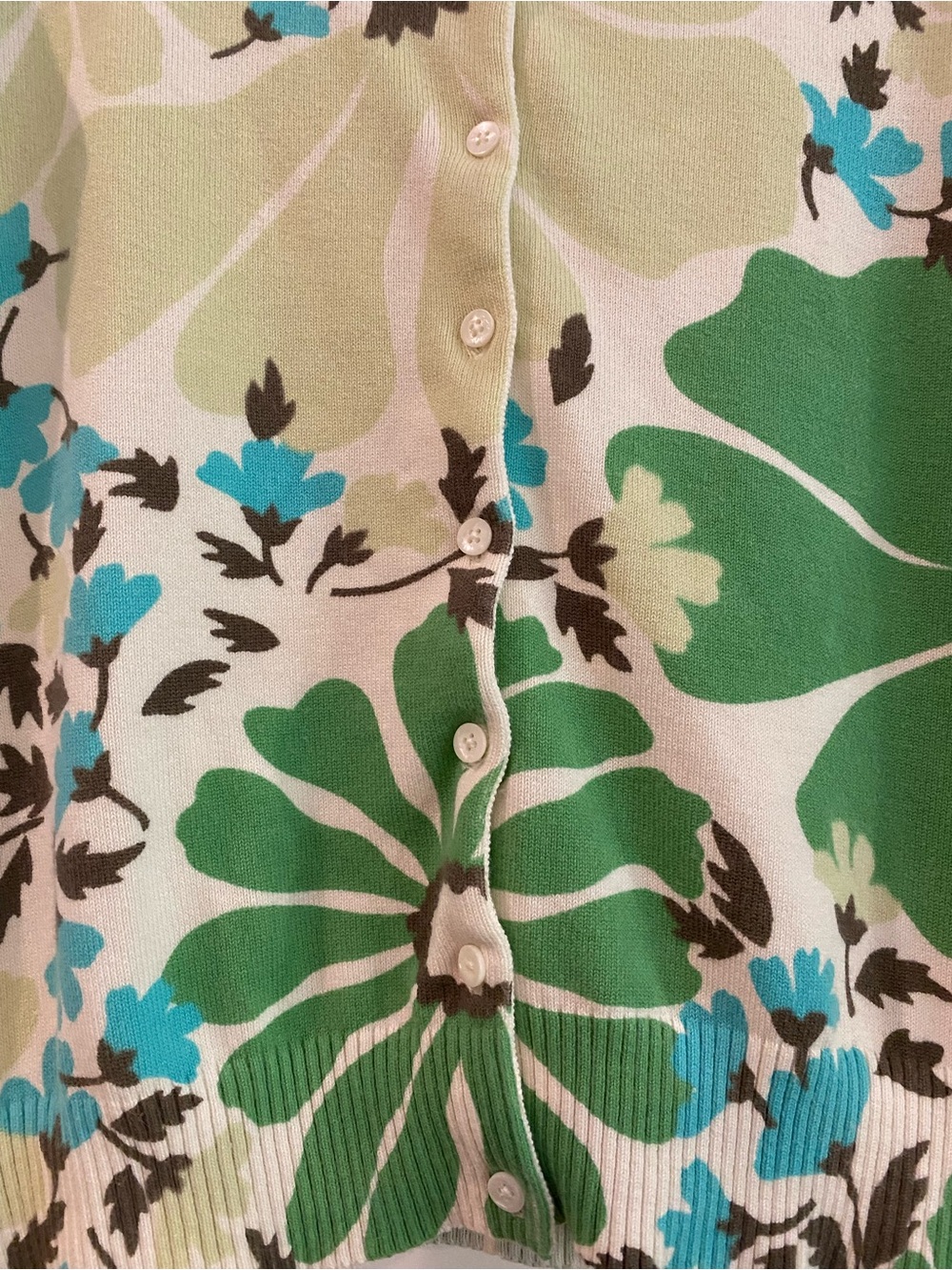 Old Navy Floral Cardigan in Green, Teal, Cream - Picture 2 of 6